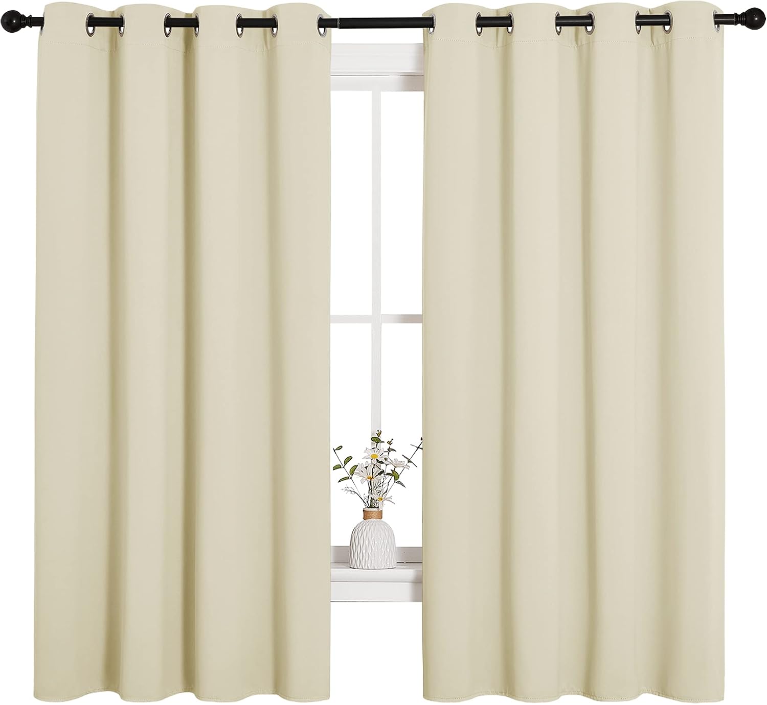 NICETOWN Room Darkening Curtain Panels for Cafe, Thermal Insulated Grommet Room Darkening Draperies/Drapes for Window (Beige, 2 Panels…