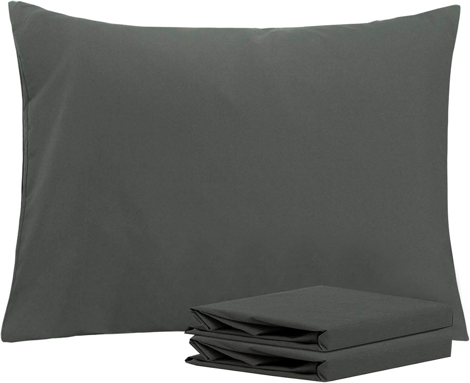 Ntbay Standard Pillowcase Set - 2 Pack Brushed Microfiber 20x26 Pillowcases - Soft, Wrinkle-Free, Fade-Resistant, Stain-Resistant, Dark Gre…