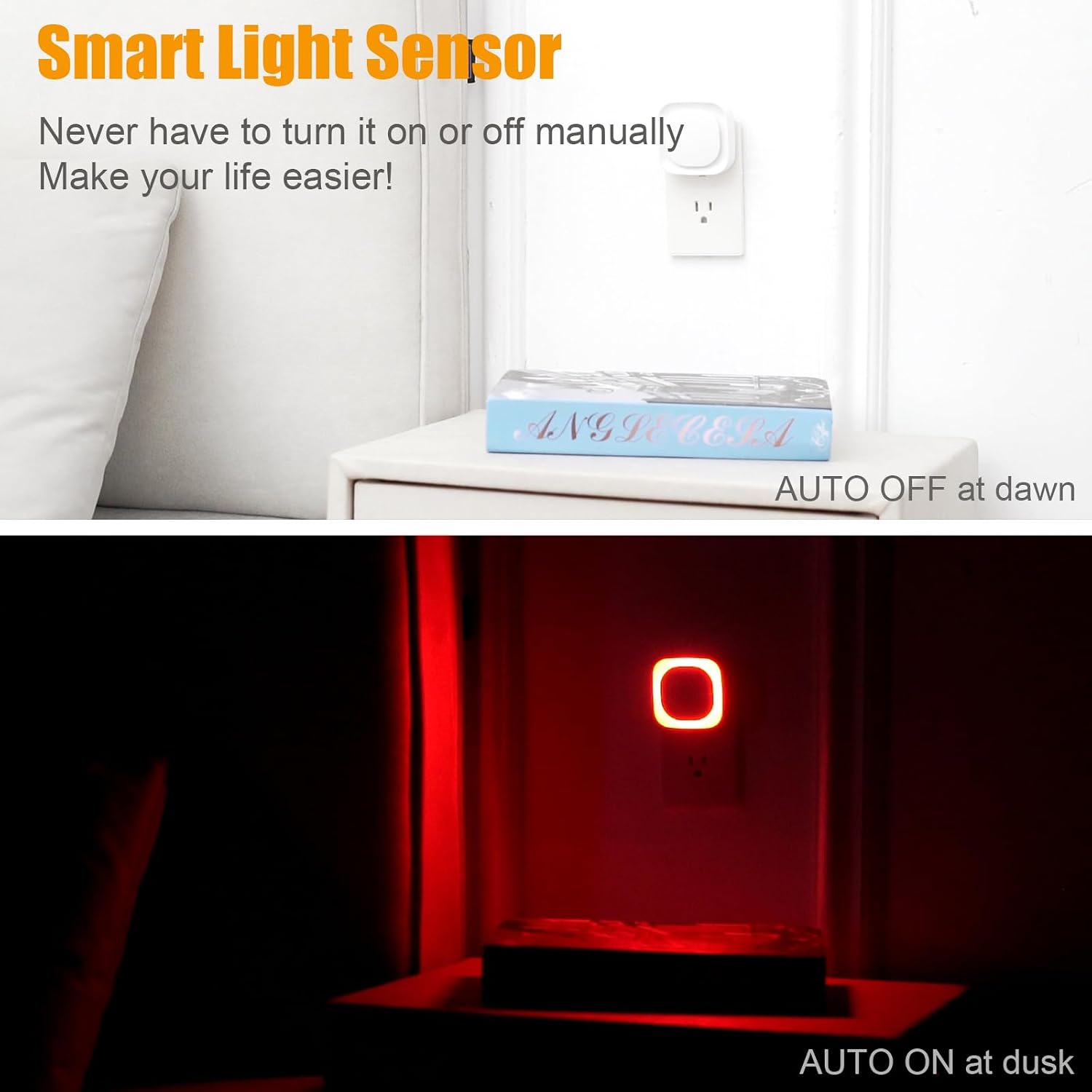 Yunlex 2 Pack Red Night Light with Dusk to Dawn Sensor, Eye-comfort Reflected Glow, 0% Blue Light True Red LED, 3-Level Brightness, Auto…
