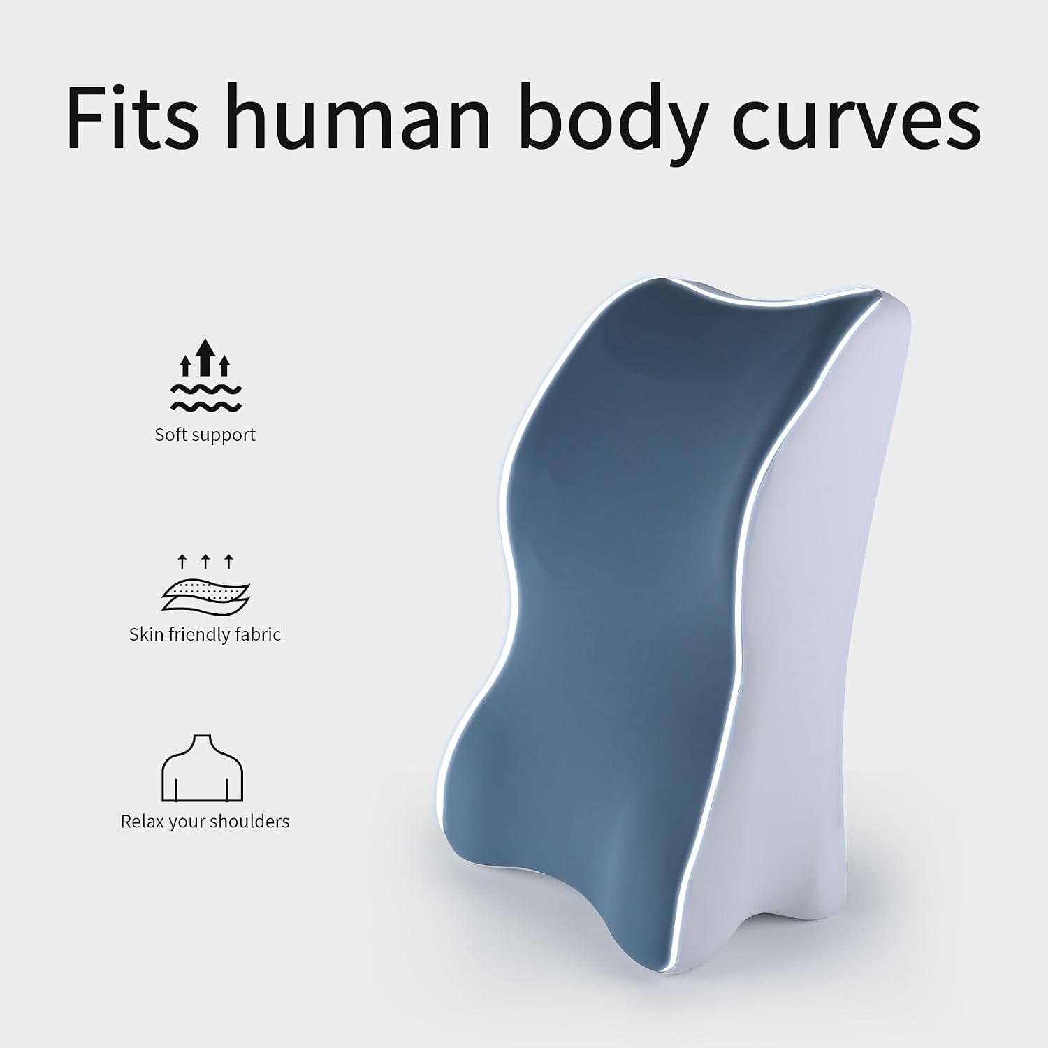 YouBath Reading Prone, Ergonomic Back Support Pillow for Bed Sitting Up Prone Pillow Face Down Sleep, Resting, Relaxing Back, Blue Blue