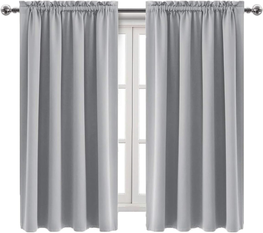 Dwcn Blackout Curtains Room Darkening Thermal Insulated Bedroom Curtains Window Curtain Panels, 38 x 63 inches Long, Set of 2 Silver Grey R…