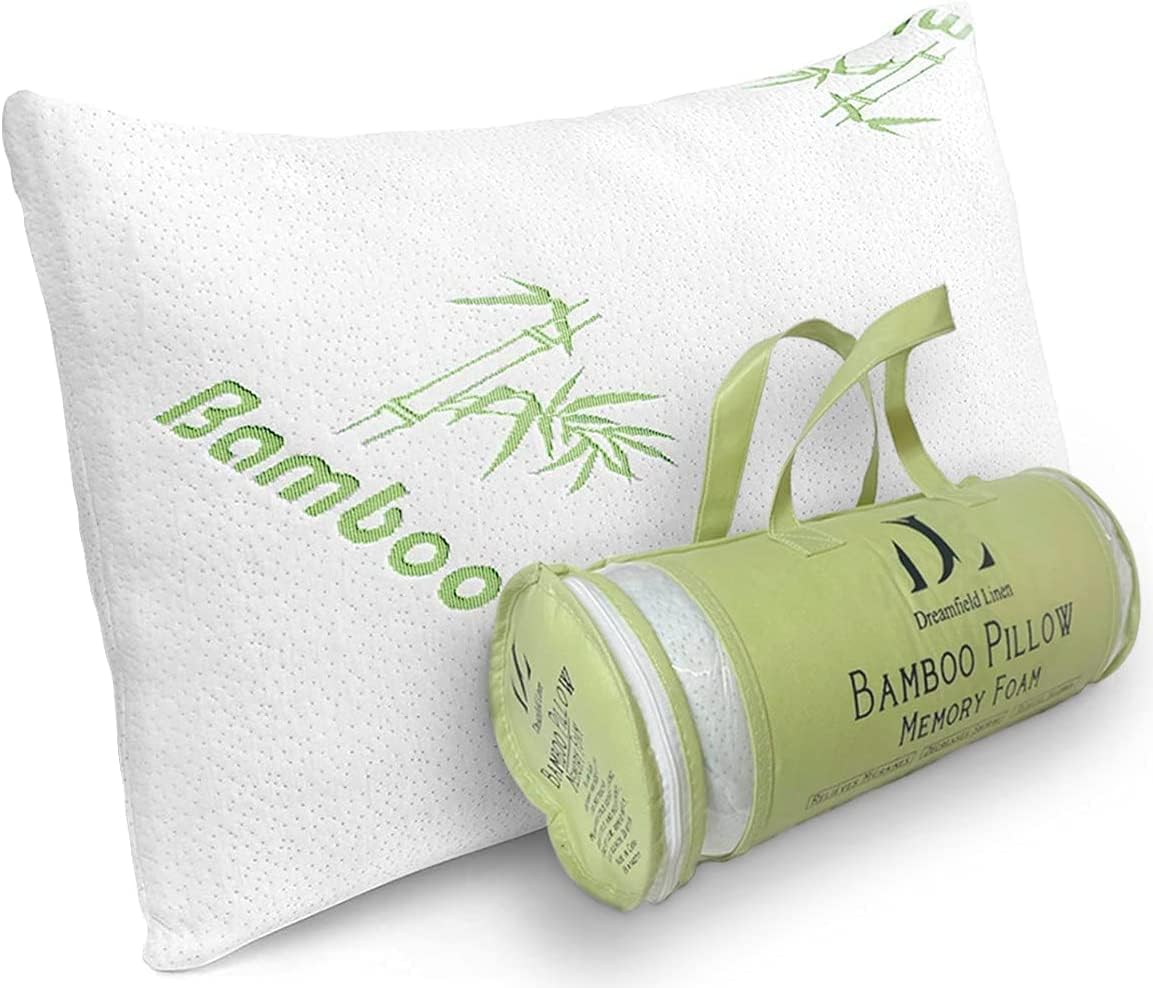 Memory Foam Bamboo Pillows King 20" x 36" [Adjustable] for Sleeping - Cool & Breathable Cover with Zipper Rayon Derived from Bamboo…