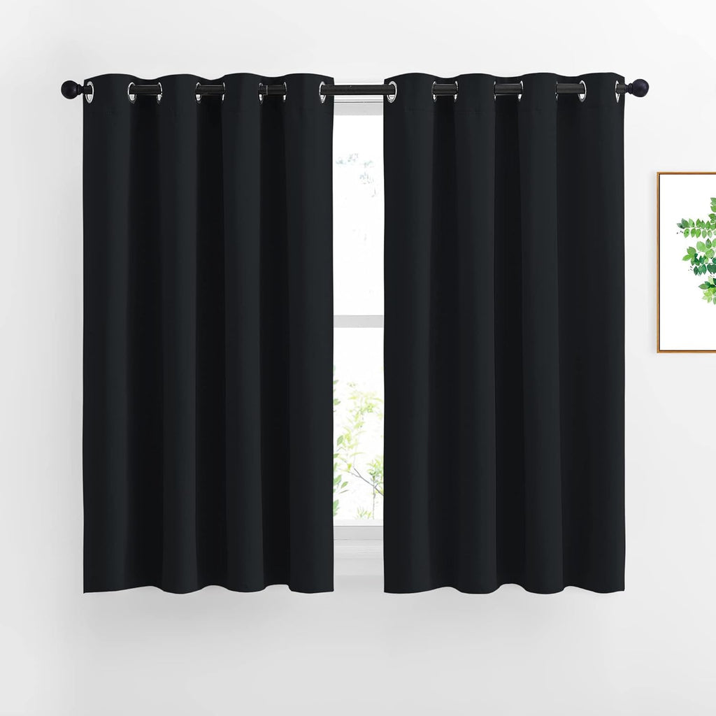 Nicetown Black Out Curtains 54 inch Long for Bathroom - easy maintenance Solid Thermal Insulated Grommet Blackout Window Treatment for…