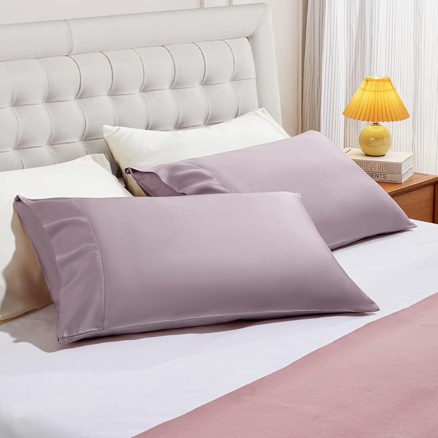Stnomyhome 100% Eucalyptus Tencel Lyocell Cooling Pillowcase Set of 2, Moisture Wicking, Temperature Regulating, Soft &Smooth Sateen Pillow…