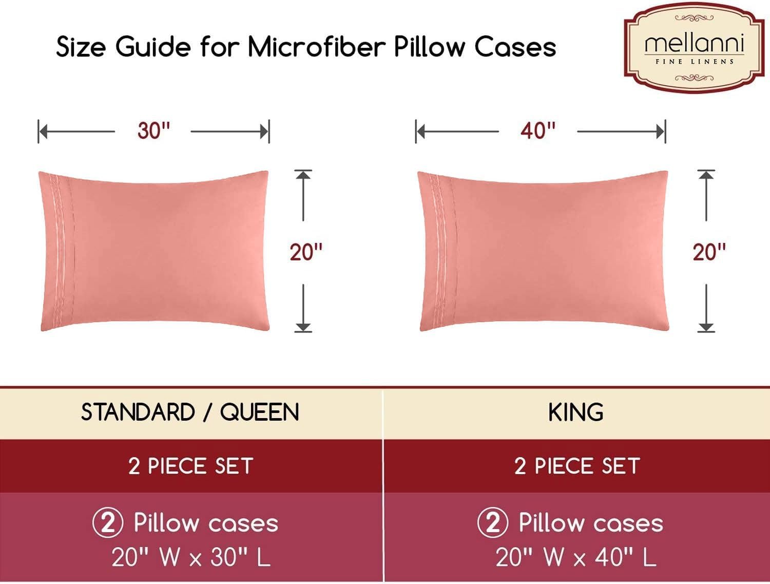 Mellanni Pillow Cases - Luxury, Extra Soft, Cooling Pillow Covers - 2 PC Iconic Collection Pillowcases - Envelope Closure (King 20" x 40",…