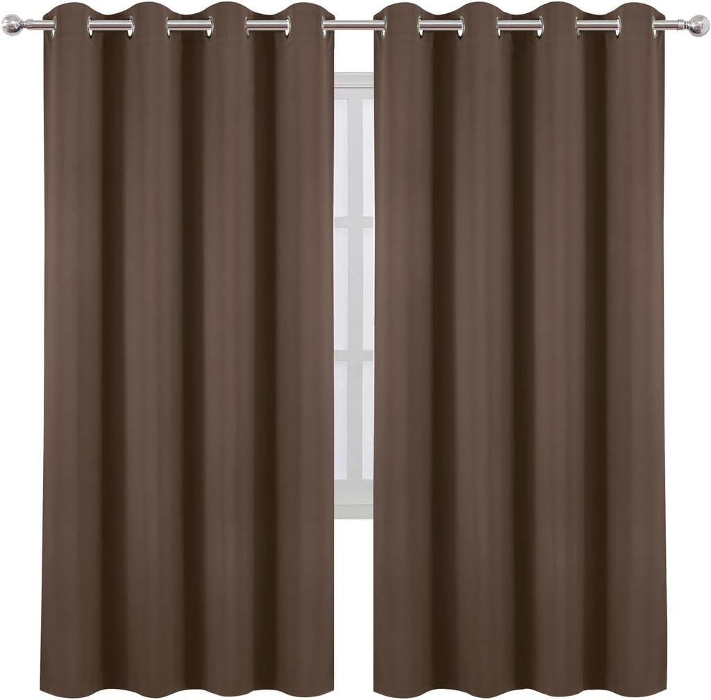 Lemomo Blackout Curtains 66 x 72 Inch Long Chocolate Curtains Set of 2 Panels Room Darkening Curtains for Bedroom and Living Room 72 Inch s…