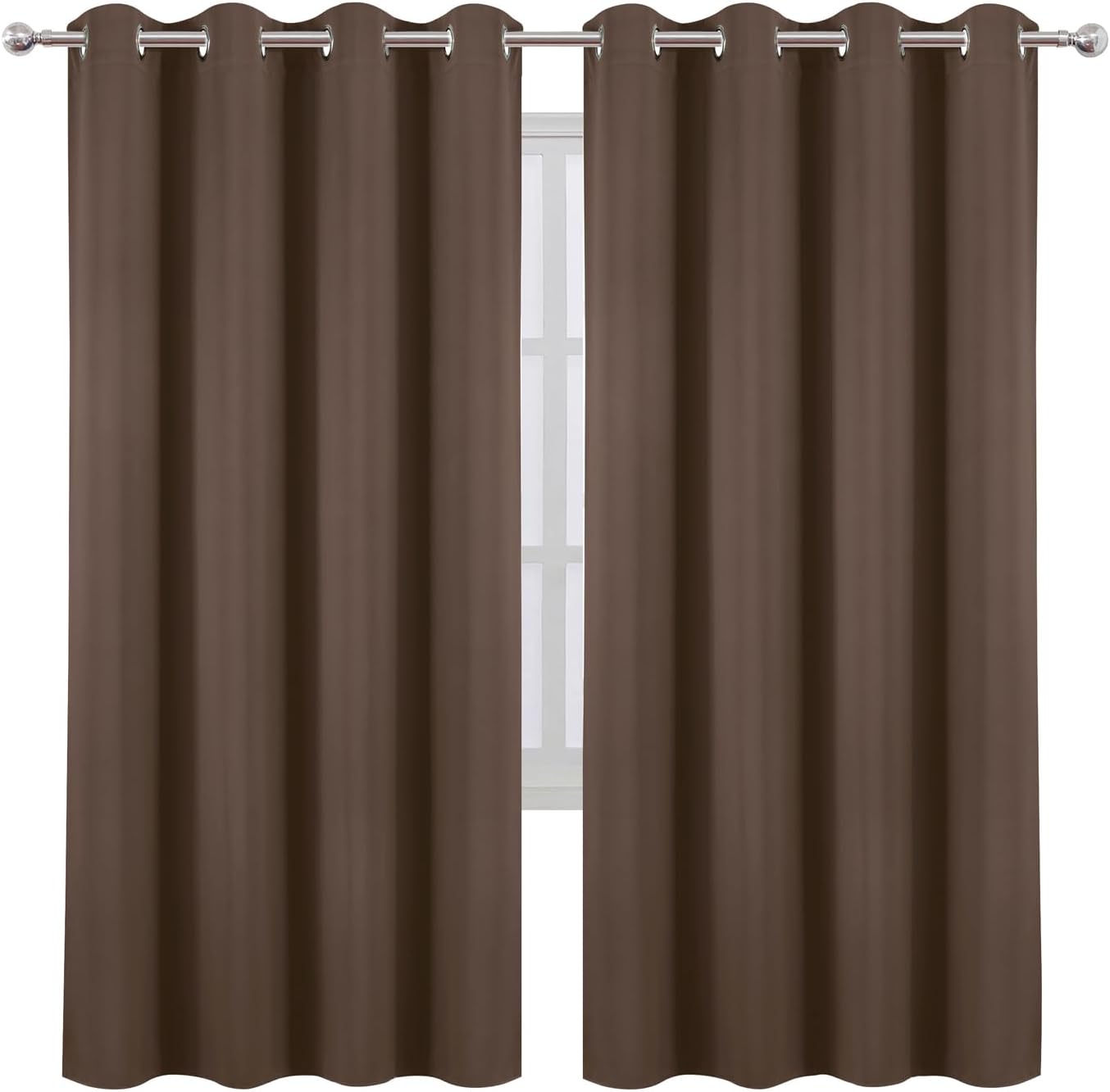 Lemomo Blackout Curtains 66 x 72 Inch Long Chocolate Curtains Set of 2 Panels Room Darkening Curtains for Bedroom and Living Room 72 Inch s…