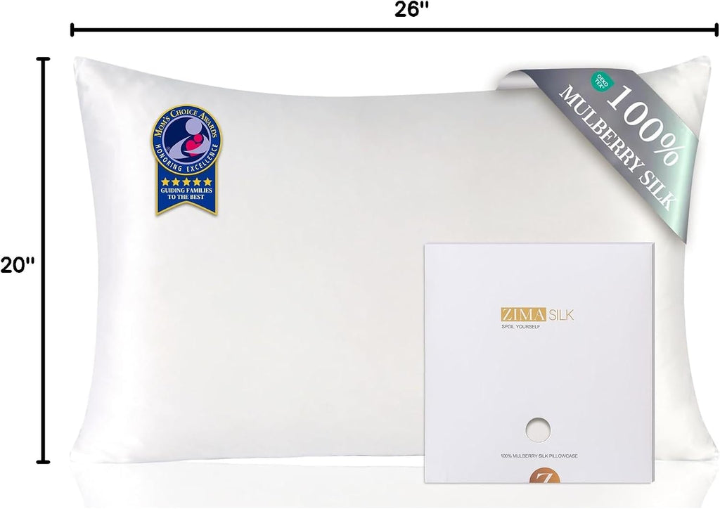 Zimasilk 100% Pure Mulberry Silk Pillowcase for Hair and Skin everyday comfort, Soft and Smooth, Both Sides Grade 6A Silk,600 Thread…