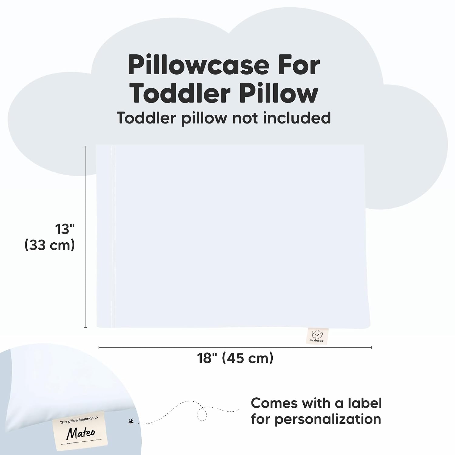 KeaBabies Toddler Pillowcase 13"x18" - Organic Cotton Toddler Pillowcase for Kids, Boys, Girls, Soft & Durable Cotton Cover for Miniature…