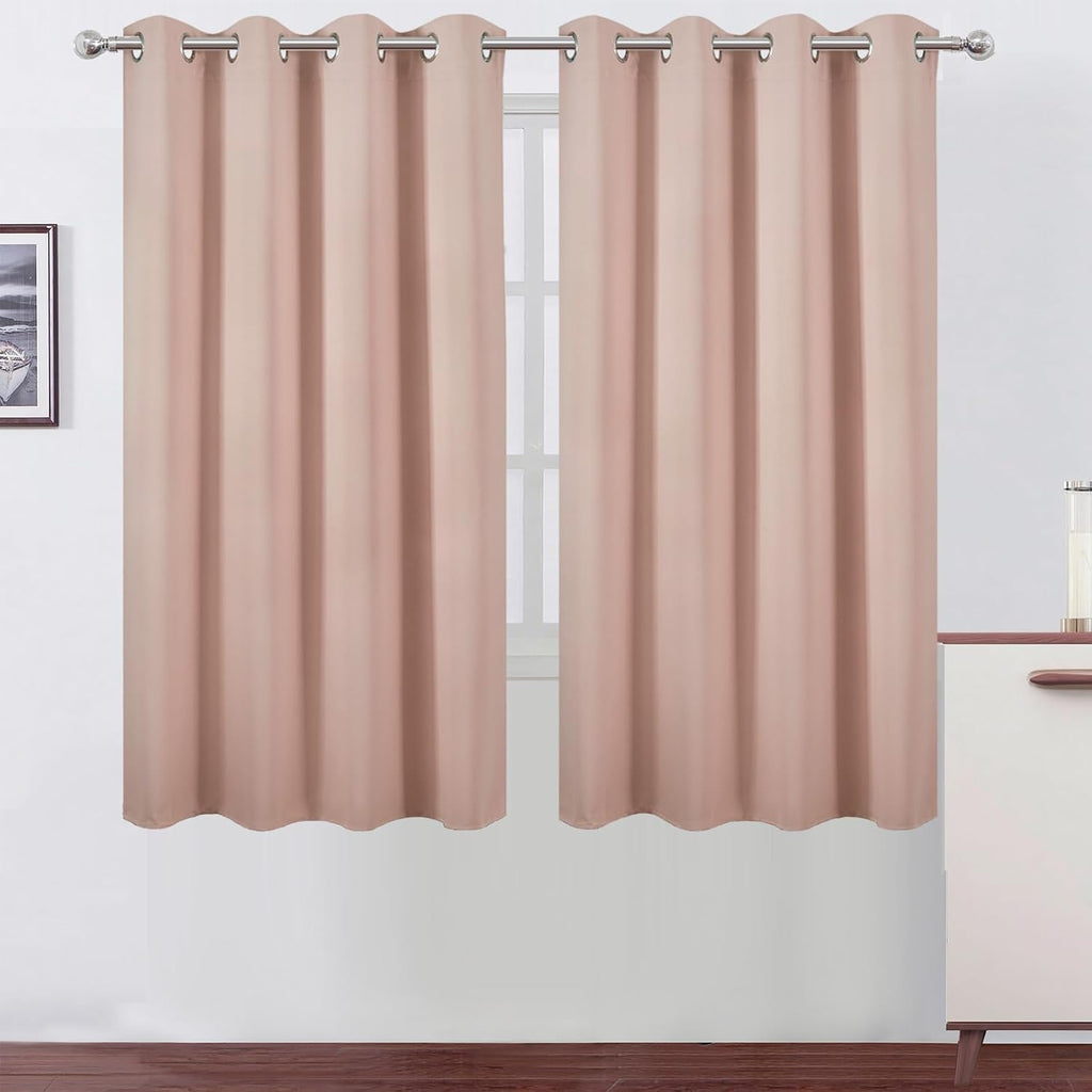 Lemomo Blush Blackout Curtains 52 x 63 Inch Length/Set of 2 Curtain Panels/Thermal Insulated Room Darkening Curtains for Bedroom and Living…
