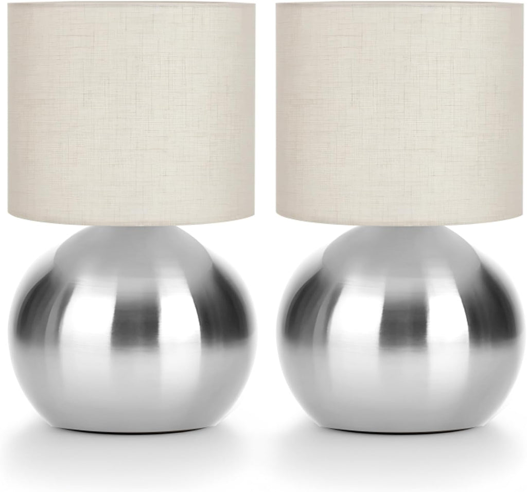 Modern Small Table Lamp Set of 2, Minimalist Nightstand Bedside Lamps with One-Button Inline Switch, 10.4 Inch Desk Light for Bedroom…