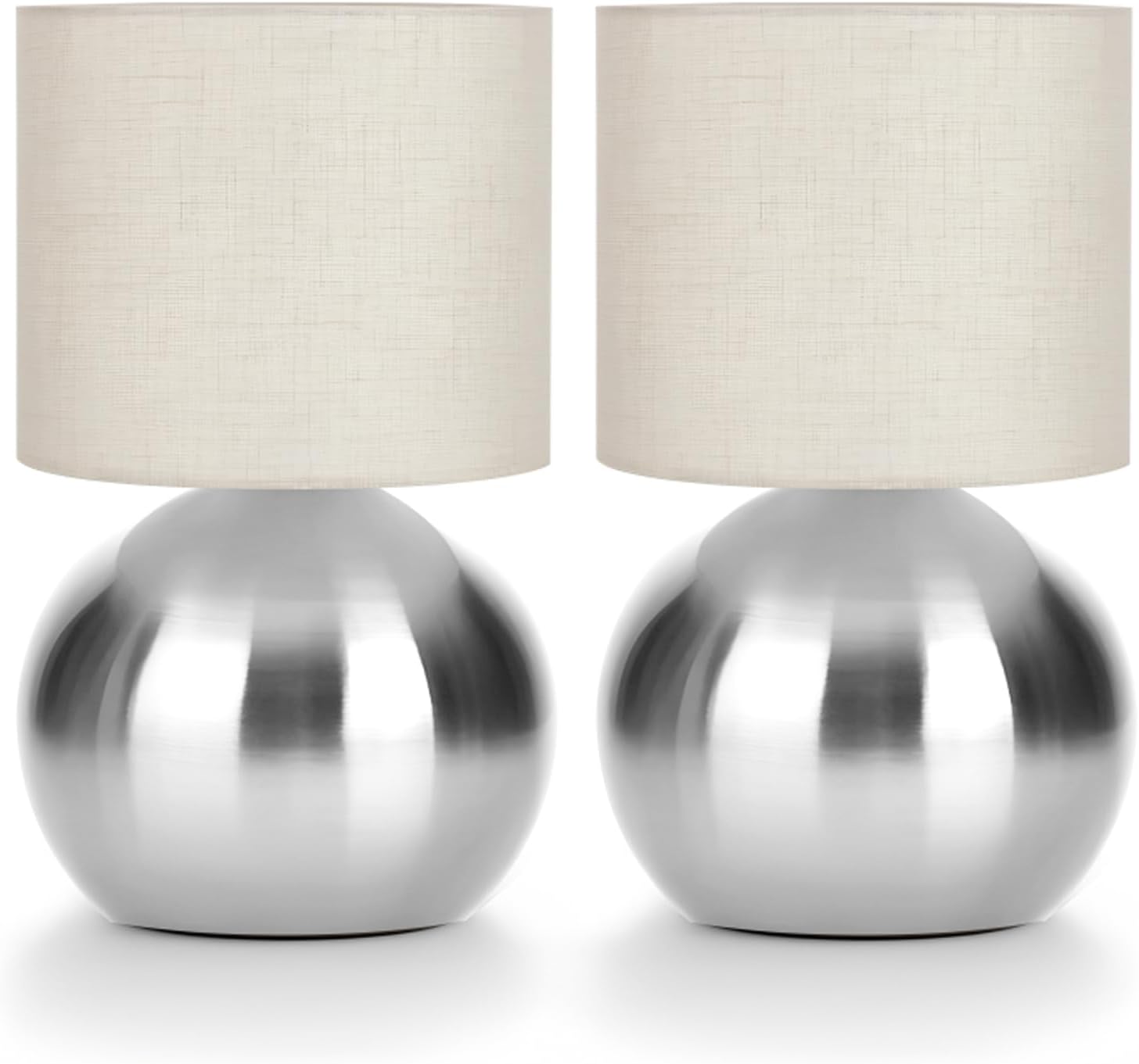 Modern Small Table Lamp Set of 2, Minimalist Nightstand Bedside Lamps with One-Button Inline Switch, 10.4 Inch Desk Light for Bedroom…