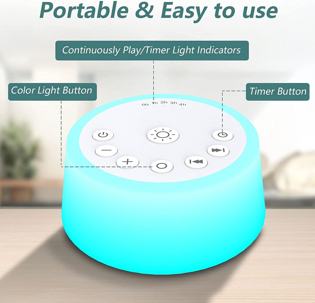 Color Noise Sound Machines with 10 Colors Night Light 25 Soothing Sounds and Sleep White Noise Machine 32 Volume Levels 5 Timers…