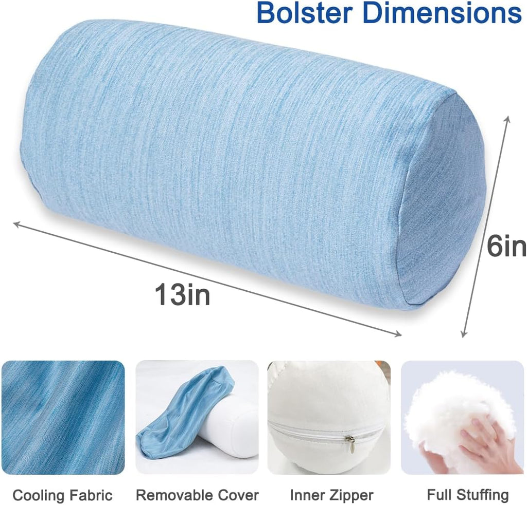 1Middleone 1 MIDDLE ONE Round Cylinder Bolster Pillow with Removable Cooling Cover, Tube Roll Cervical Pillow for Head, Neck, Back and Legs…