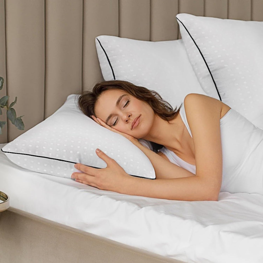 Higoom King Size Bed Pillows for Sleeping 4 Pack, Luxury Hotel Pillows, Comfortable and Supportive, Machine Washable, Suitable for Stomach, Back…