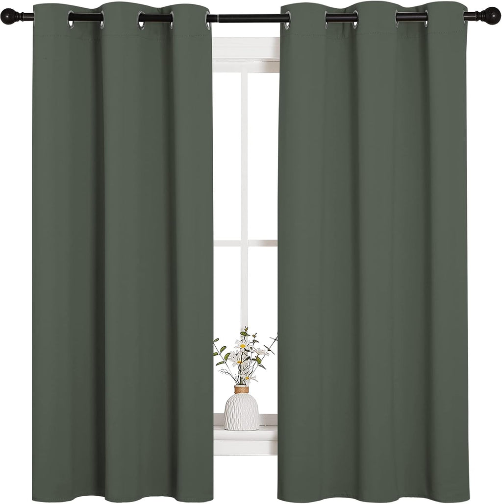 NICETOWN Blackout Curtain Panels, Home Decoration Thermal Insulated Solid Grommet Blackout Drape for Dining Room (Dark Mallard, 1 Pair…