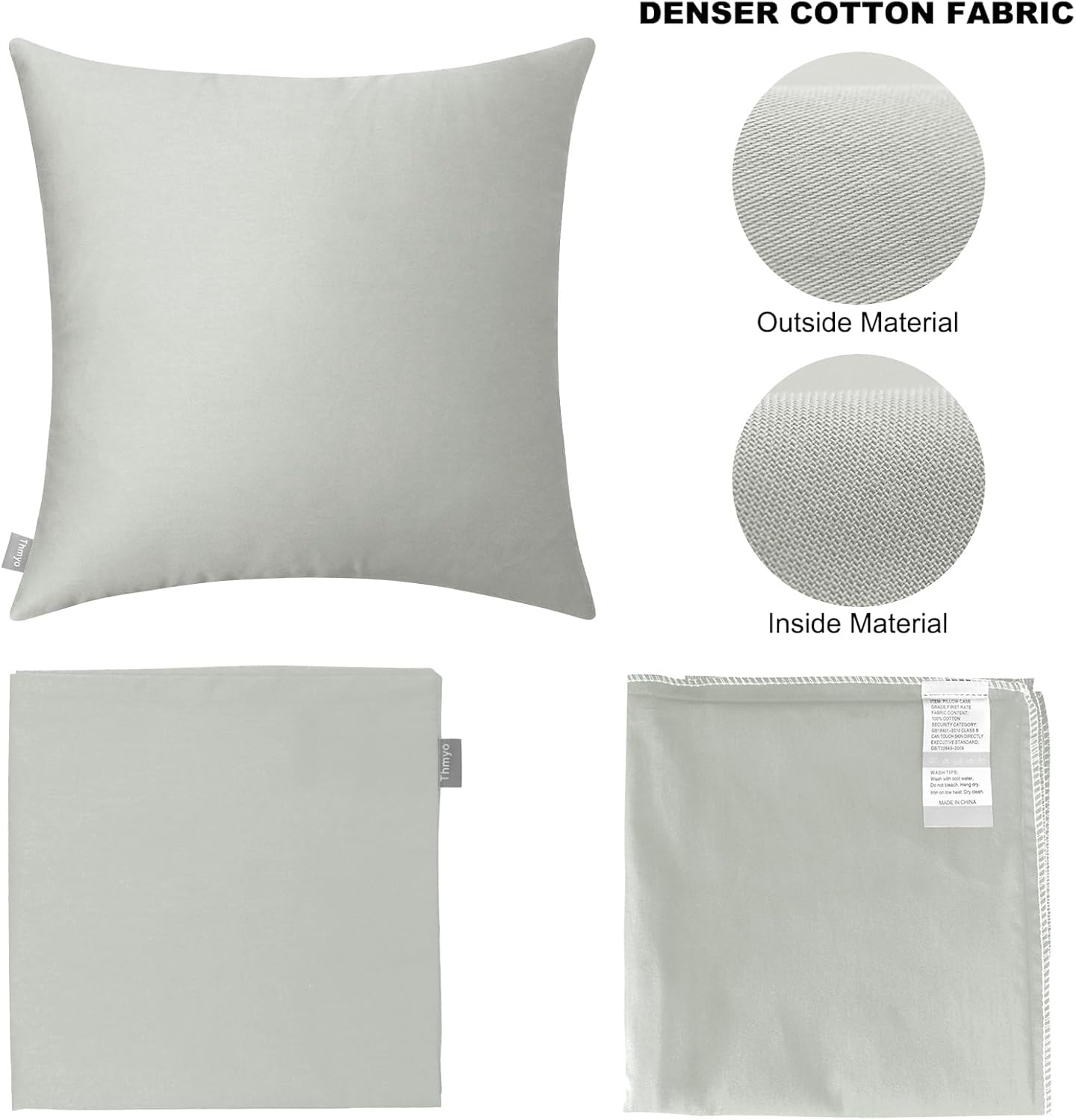 Thmyo 4-Pack 100% Cotton Comfortable Solid Decorative Throw Pillow Case Square Cushion Cover Pillowcase Sublimation Blank Pillow Covers DIY…