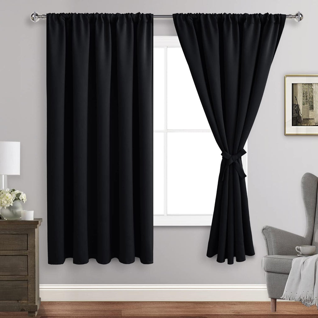 Jiuzhen Blackout Curtains for Bedroom - 60 Inch Wide Thermal Insulated Room Darkening Privacy Soundproof Curtains for Living Room, Set of 2…