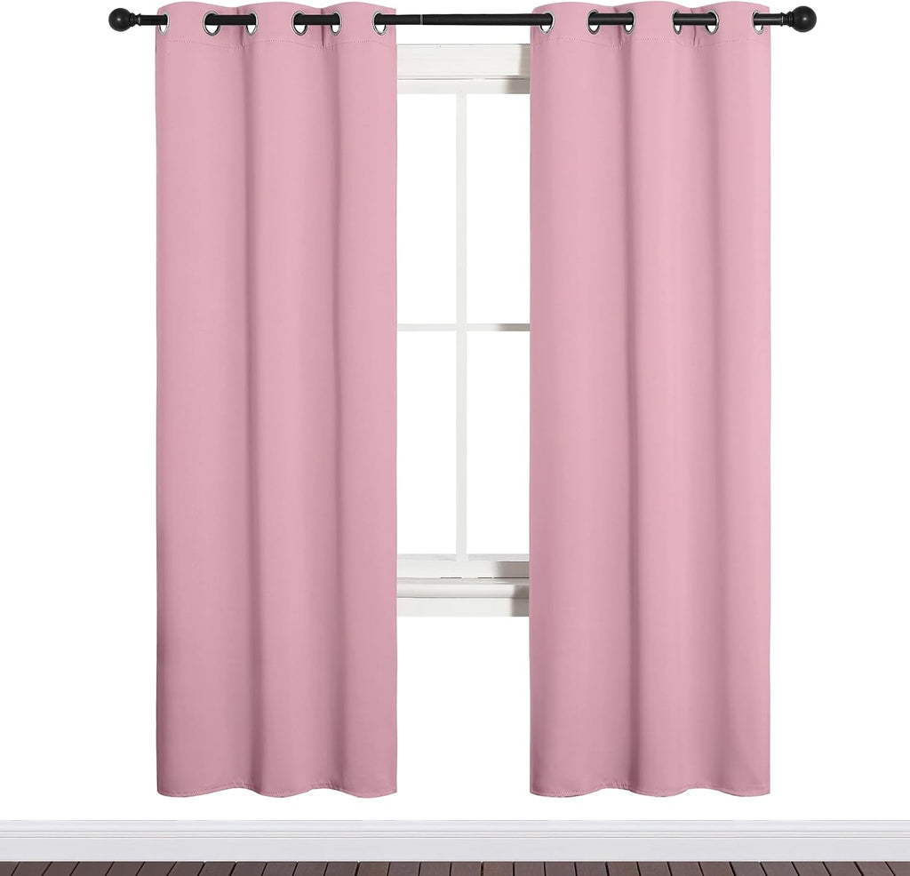 NICETOWN Bedroom Curtain Panels Blackout Draperies, Thermal Insulated Solid Grommet Blackout Curtains/Drapes (Crystal Pink, 1 Pair, 34 by…