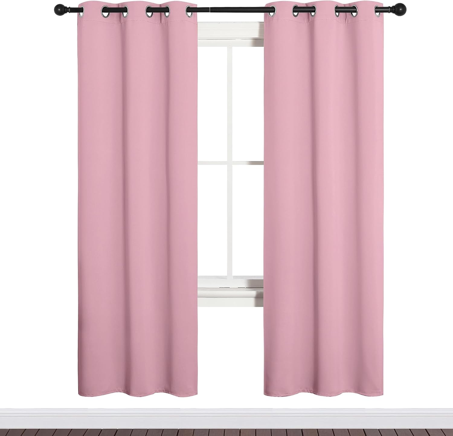 NICETOWN Bedroom Curtain Panels Blackout Draperies, Thermal Insulated Solid Grommet Blackout Curtains/Drapes (Crystal Pink, 1 Pair, 34 by…
