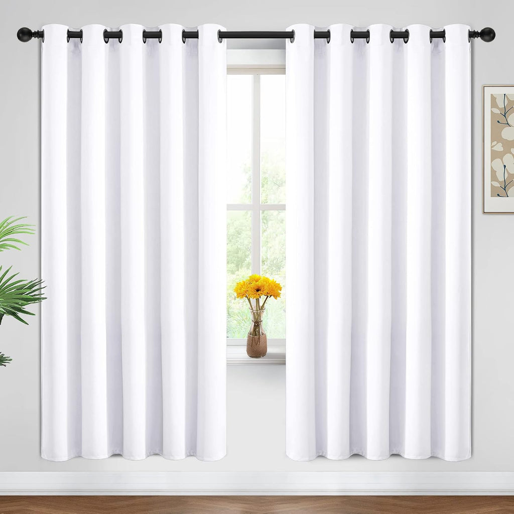 Yakamok Blackout Curtains Room Darkening Thermal Insulated Window Panels, Solid Grommet Top Drapes for Bedroom/Living Room(62Wx72L, Pure…