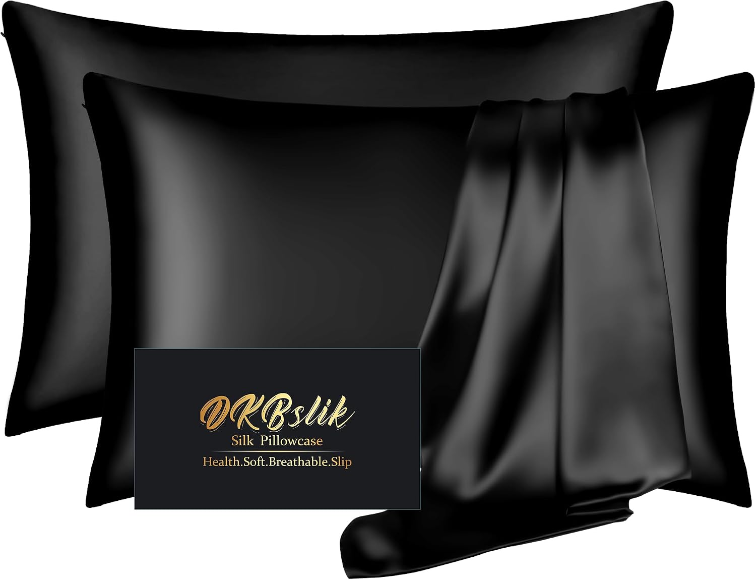 Home Silk Pillowcase 2 Pack, Natural Mulberry Silk Pillow Cases, Silk Pillowcase for Hair and Skin, King Size Satin Pillowcase Set of 2 wit…