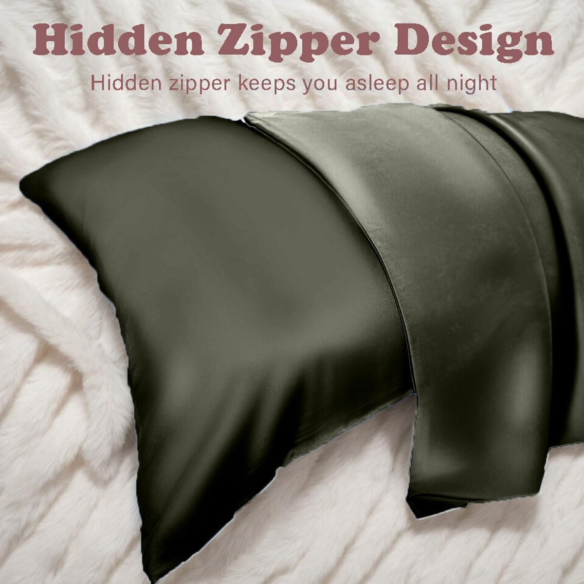 Mulberry Silk Pillowcase for Hair and Skin Queen Size 20"X 30" with Hidden Zipper, Softer Than Silk Pillow Cases Queen Smooth Cooling…