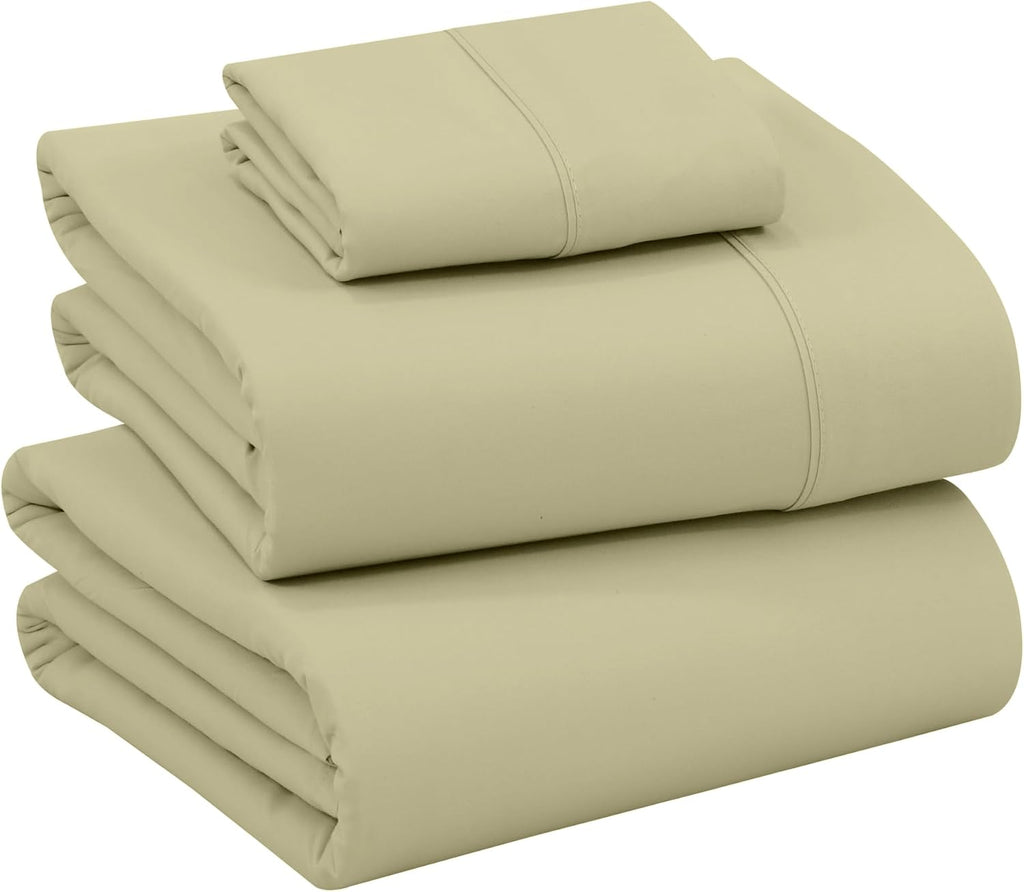 Ruvanti 100% Cotton Percale Sheets Twin Size – Crisp Cooling Bed Sheets for Hot Sleepers, Deep Pocket 16”, Soft Breathable & Durable Hotel-…