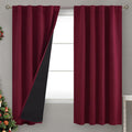 BGment Burgundy Red 100% Blackout Curtains 63 Inches Long with Thermal Insulated Liner, Rod Pocket and Back Tab Double Layer Full Room…