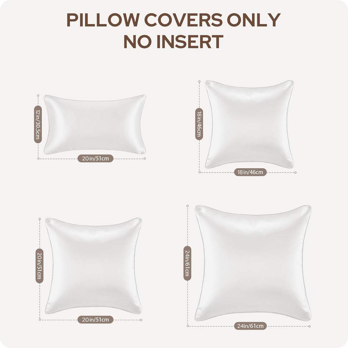 Homeideas White Decorative Throw Pillow Covers 20x12 Set of 2, Glossy Faux Silk Lumbar Pillow Covers for Couch Sofa Bed Decor Luxury Summer…