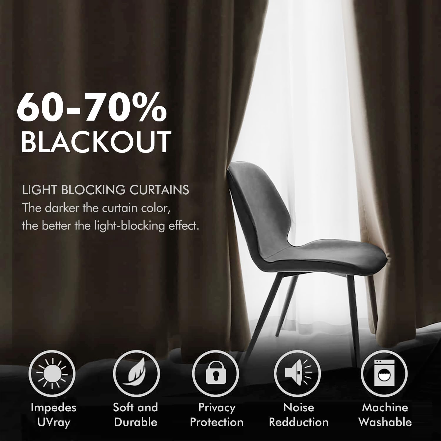MIULEE 2 Panels Blackout Velvet Curtains Solid Soft Grommet Camel Beige Curtains Thermal Insulated Soundproof Room Darkening Drapes for…