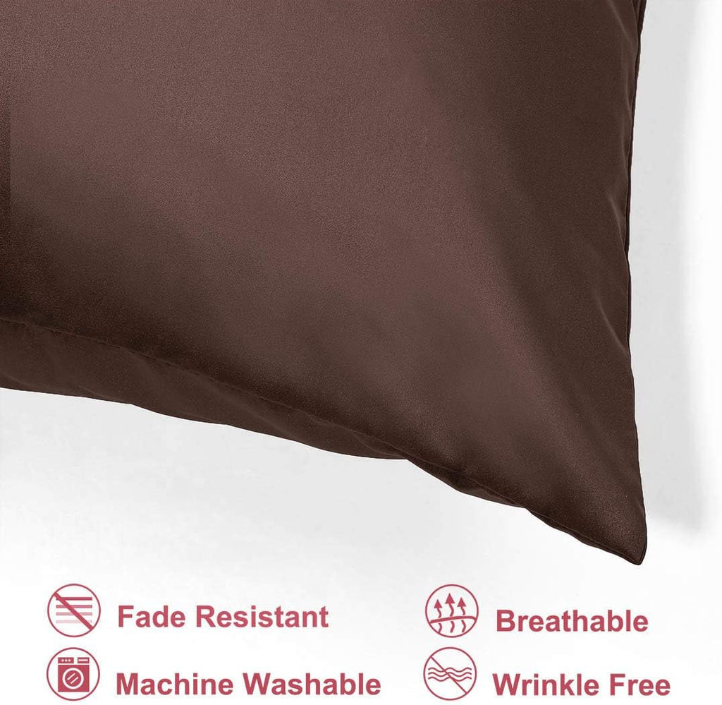 uxcell King Satin Pillowcase with Zipper, Super Soft and Luxury, Silky Pillow Cases Covers Set of 2, 21"x37", Brown