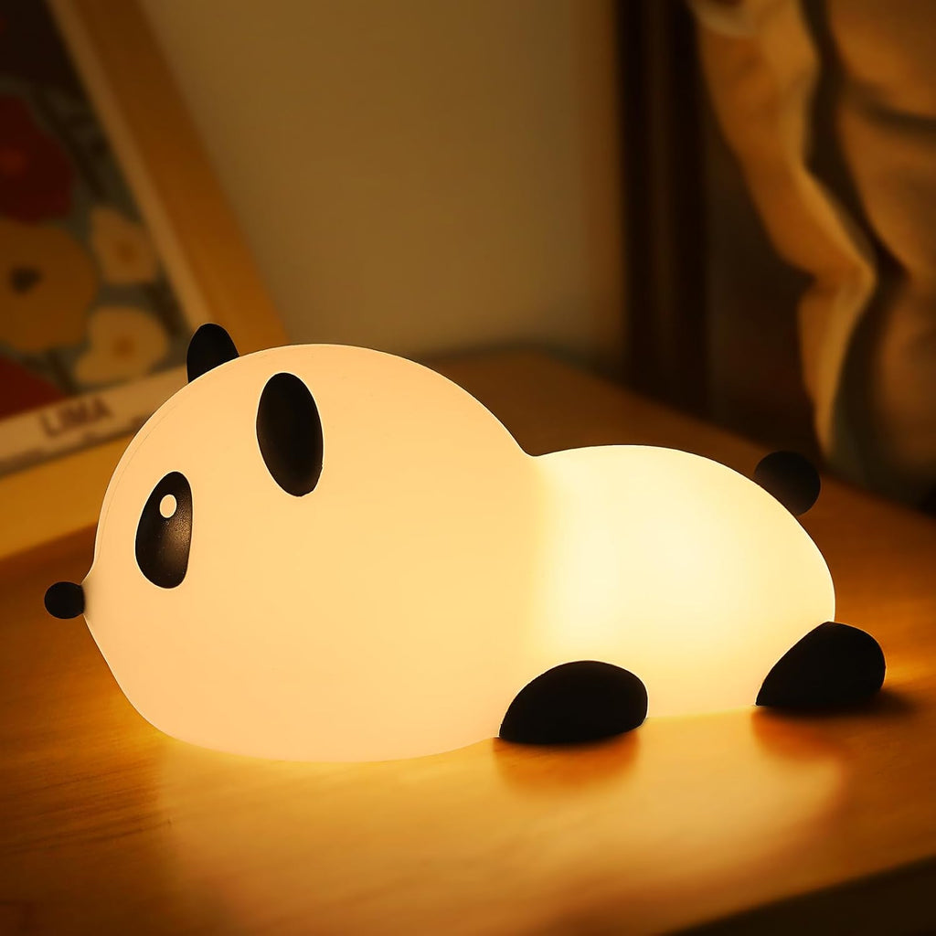 Saluoke Panda Night Light for Kids: Squishy Silicone Animal Light,7 Soft Colors, Tap Control, Rechargeable, Sleep Timer, Battery Baby Nightligh…