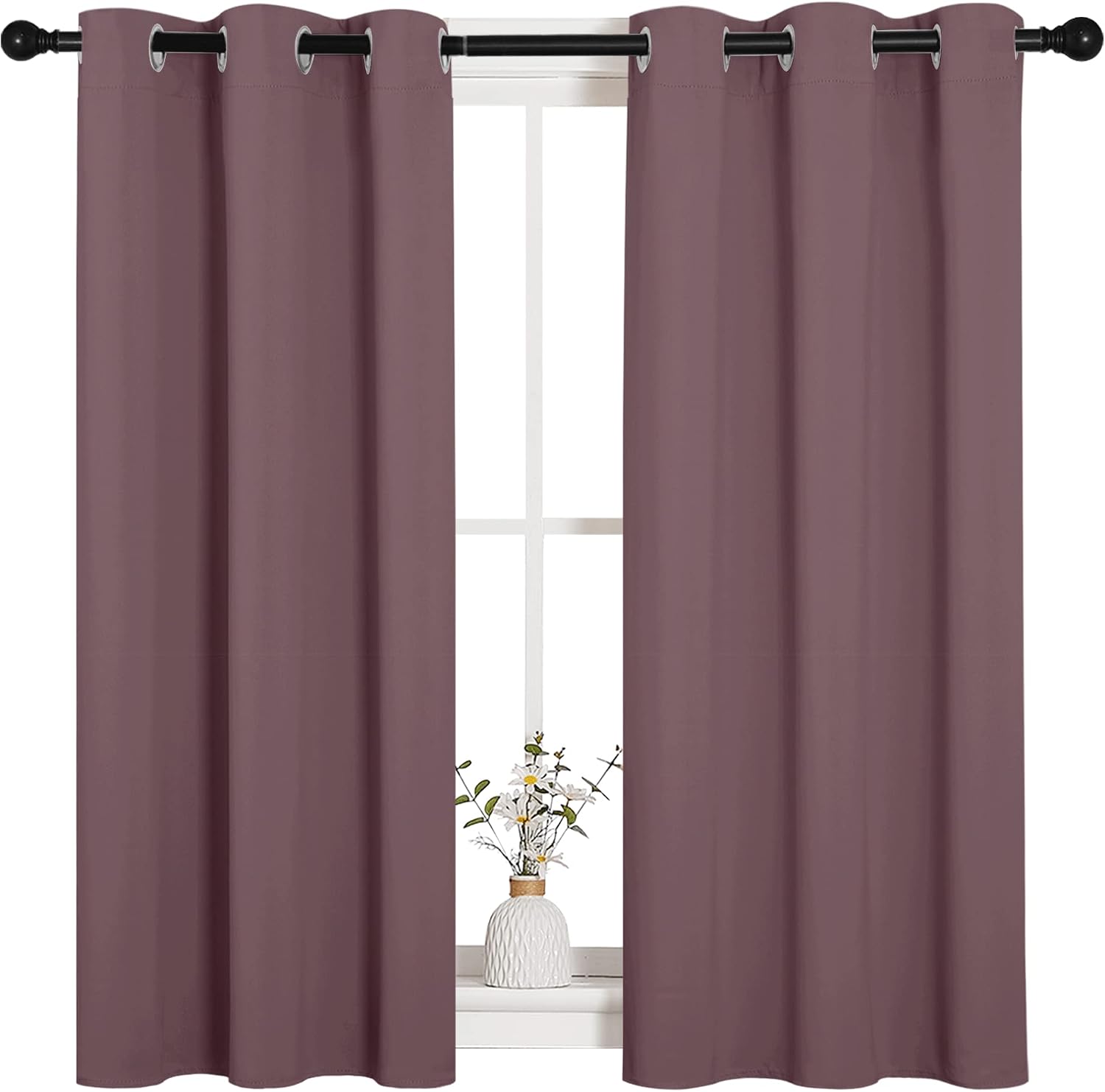 NICETOWN Bedroom Curtain Panels Blackout Draperies, Dry Rose, 1 Pair, 34 by 45-inch, Thermal Insulated Solid Grommet Blackout…