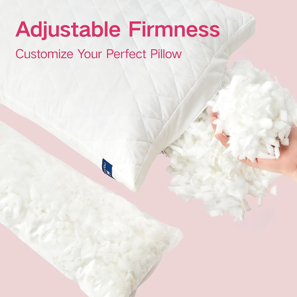 Memory Foam Pillows Queen Size Set of 2, Adjustable Bed Pillow with Gusseted for Sleeping, Medium Firm Pillows 2 Pack for Side, Back or…