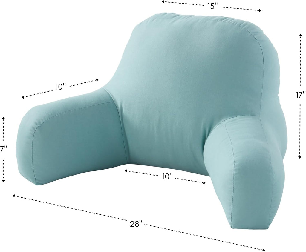 Greendale Home Fashions Cotton Duck Bed Rest Reading Pillow with Arms, Turquoise