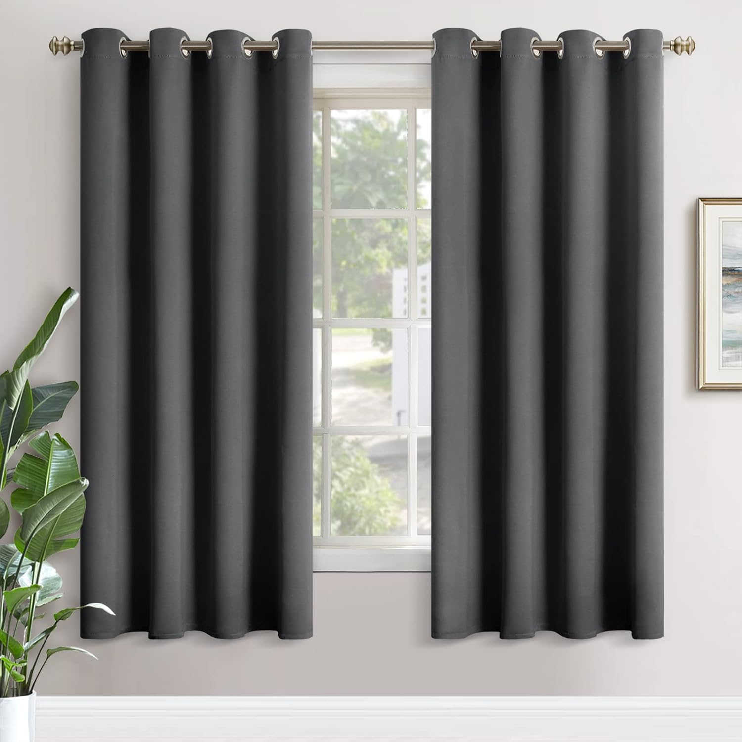 YoungsTex Dark Grey Blackout Curtains 72 Inches Length for Bedroom - Thermal Insulated with Grommet Room Darkening Window Drapes for Living…
