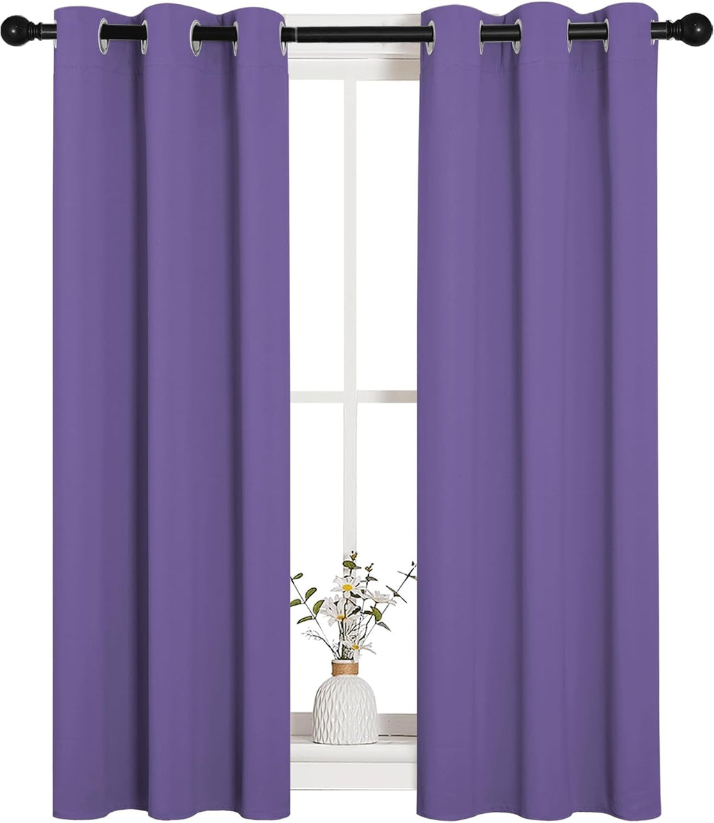 NICETOWN Window Curtain Panels, Thermal Insulated Solid Grommet Blackout Draperies/Drapes for Basement (Lilac Purple, 1 Pair, 29 by 45-inch)