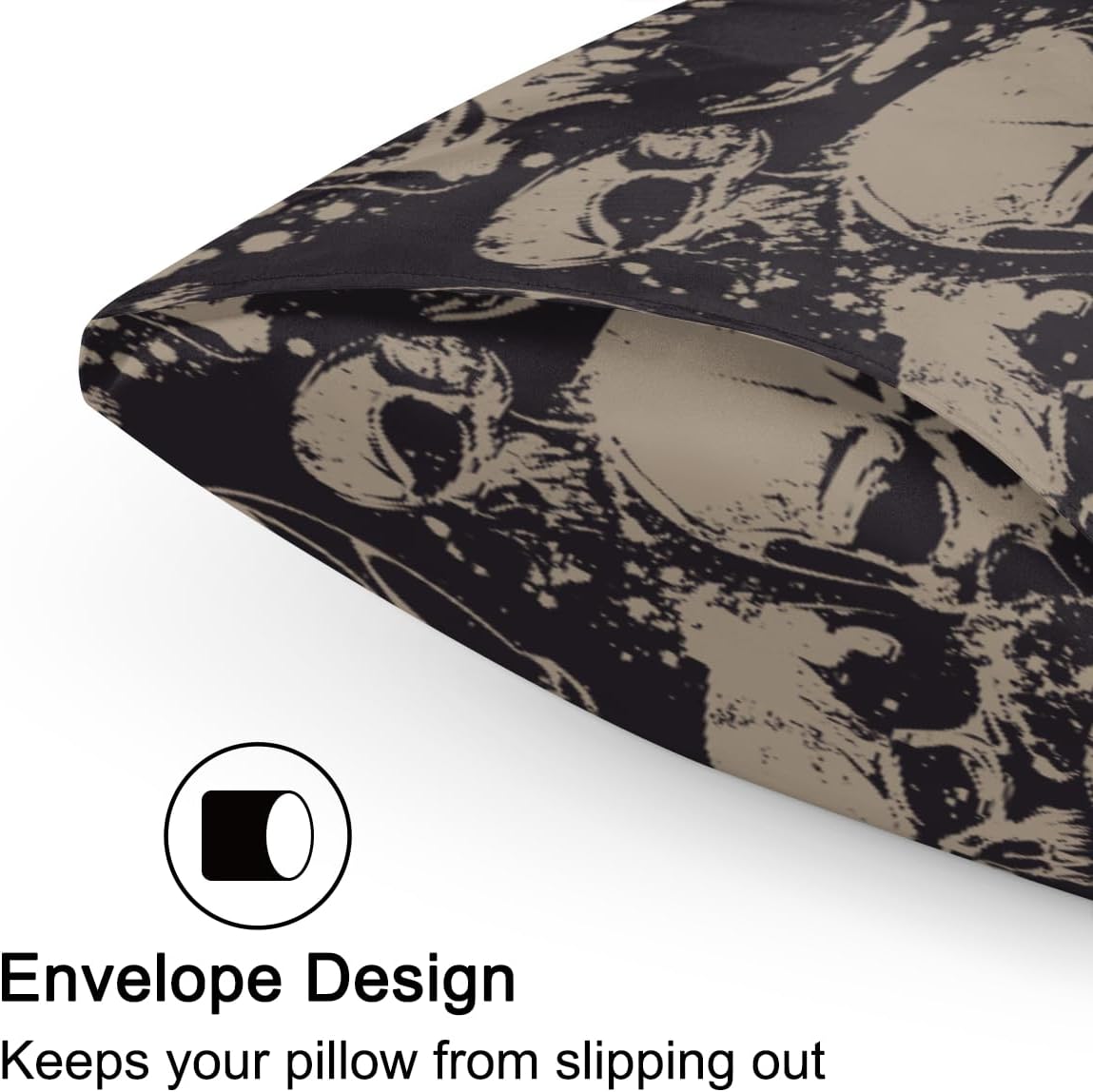Halloween Satin Silk Pillowcase for Hair and Skin Halloween Skull Goth Pillow Cases Standard Size Vintage Grey Soft Silk Pillow Case with…