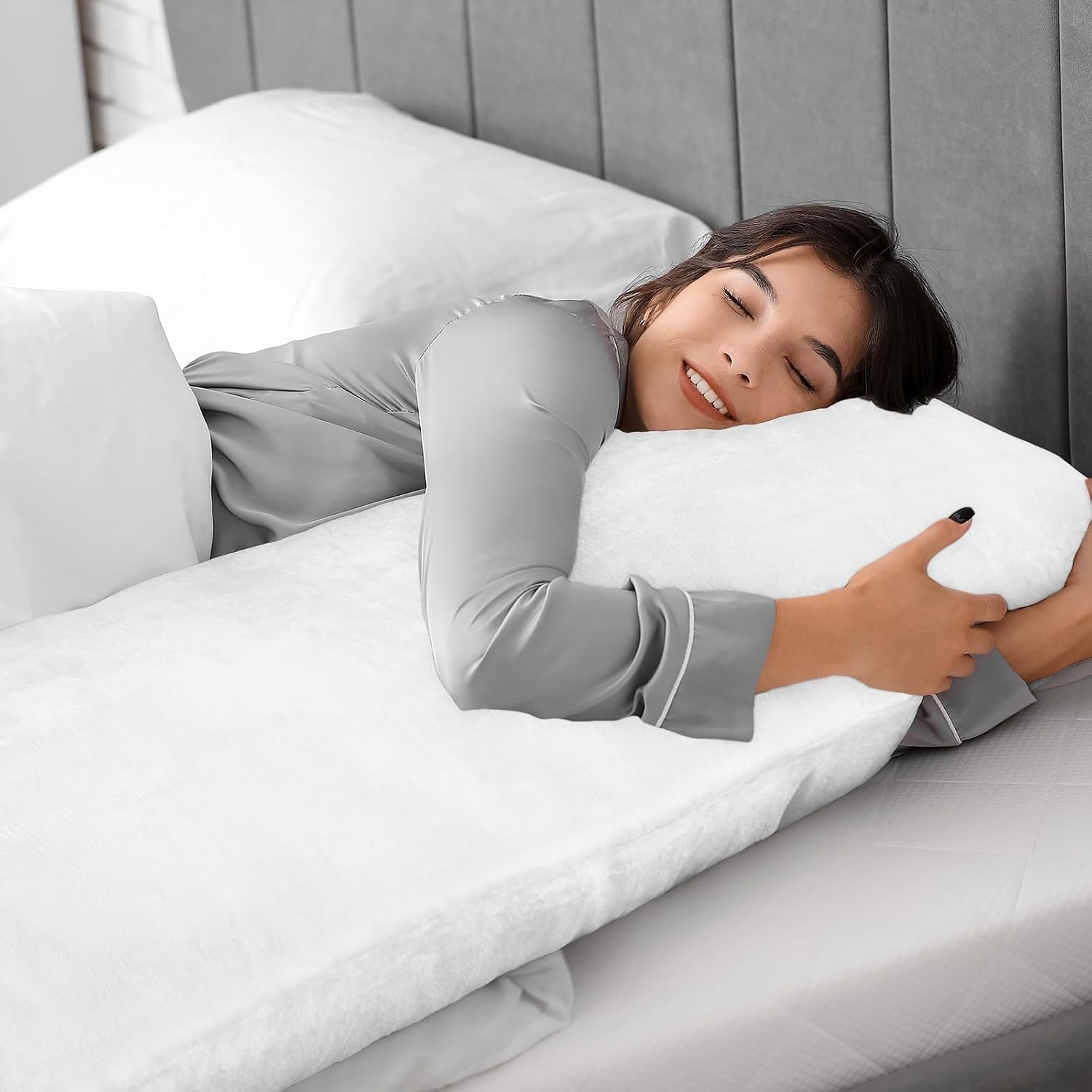 Bedelite Body Pillow Cover with Zipper Closure, Super Soft and Cozy Fuzzy Fleece Pillowcase 20 x 54 Inches, Luxury Fluffy Plush Long Body P…