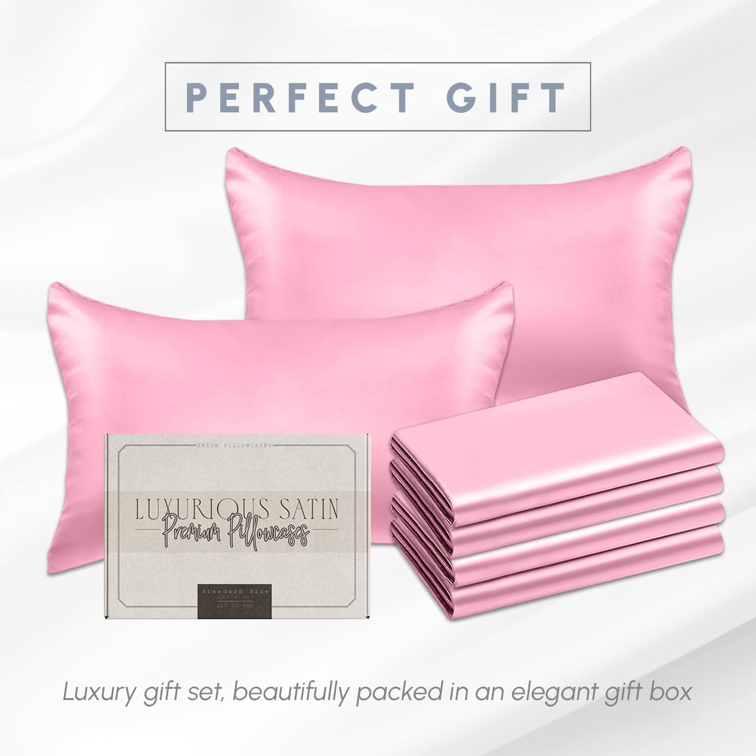 Elegantcomfort Elegant Comfort 6-Pack Cooling Viscose Satin Pillowcase Set with Hidden Zipper Closure, Silky Smooth for Hair and fabric…