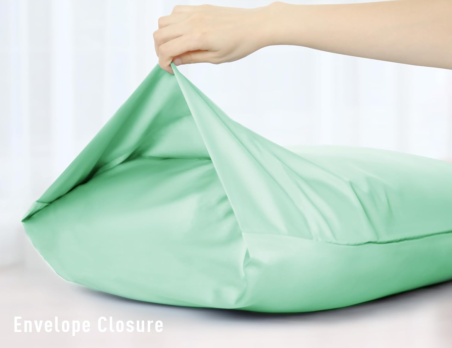 Sunflower Body Pillowcase 100% Cotton Long Pillow Cover/Case Envelope Closure 1 Pack, 20×54 inches Zephyr Green, Soft and Breathable