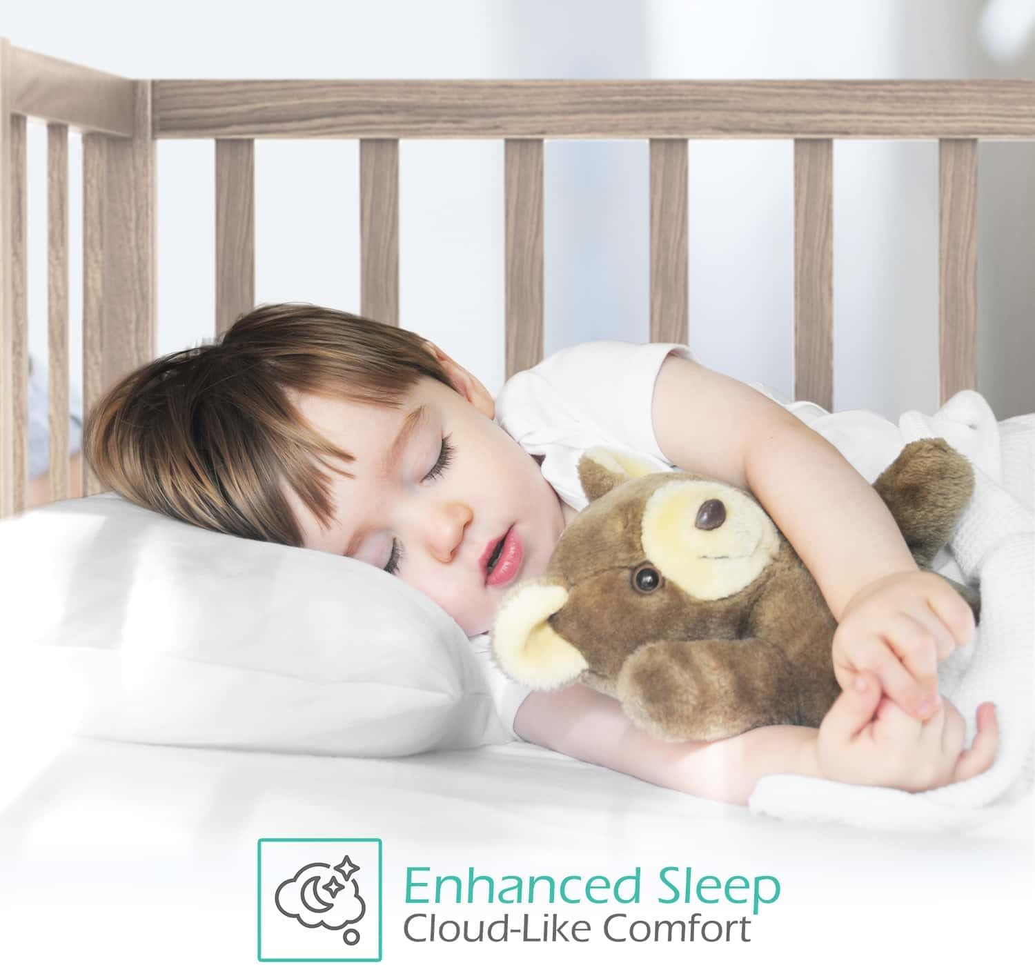 Nestl 4 Pack Toddler Pillow for Sleeping 13 x 18, Small Kids Pillow for Travel, Car, School, Nap, & Toddler Bed, Machine Washable Soft Cott…