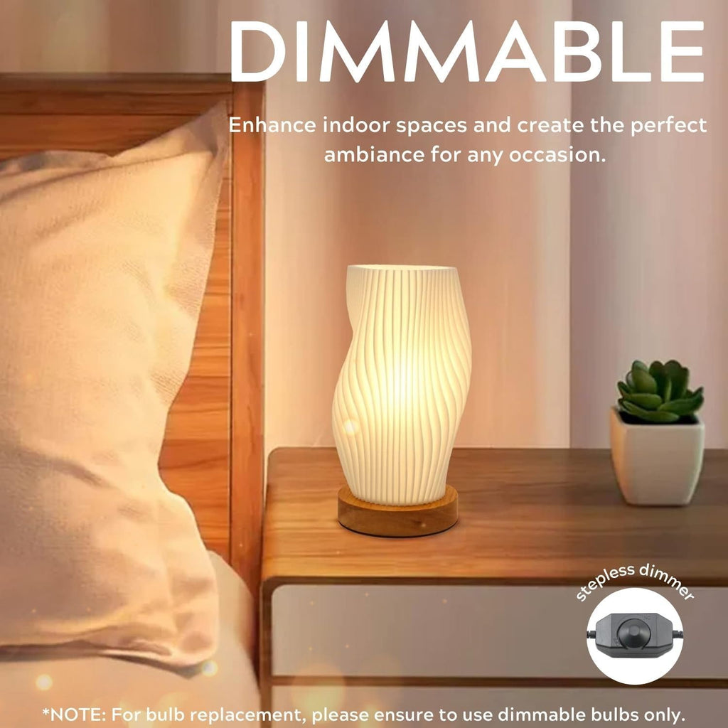 Zenply Dimmable Novelty Small Table Lamp for Bedroom, Vintage Style Striped Night Light, Mini Bedside Lamp for Small Space, Kids Room…
