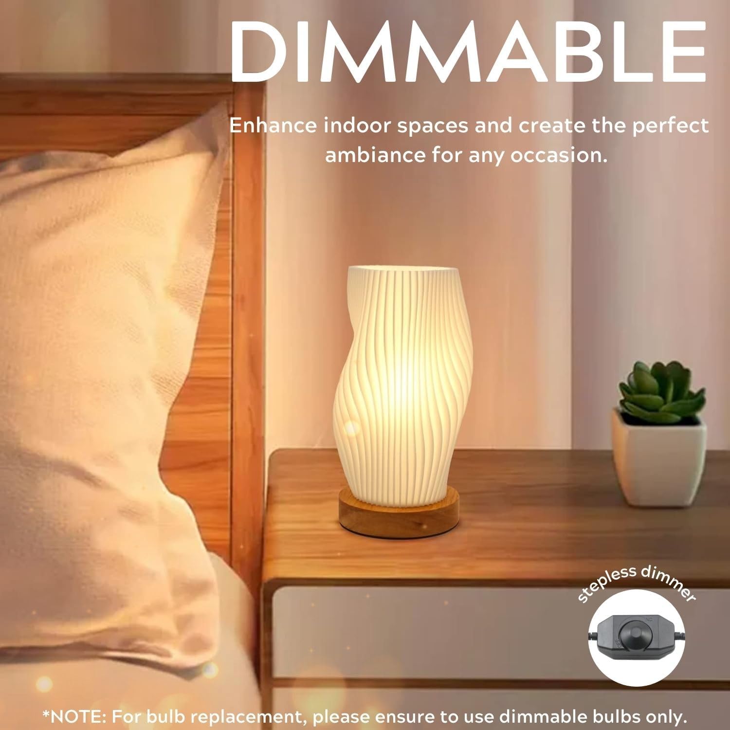 Zenply Dimmable Novelty Small Table Lamp for Bedroom, Vintage Style Striped Night Light, Mini Bedside Lamp for Small Space, Kids Room…