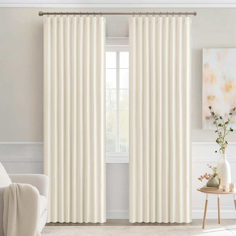 Miulee Birch Back Tab Blackout Curtains 90 Inches Long 2 Panels Set for Living Room Bedroom Privacy, Rod Pocket/Pinch Pleat Thermal Insulat…