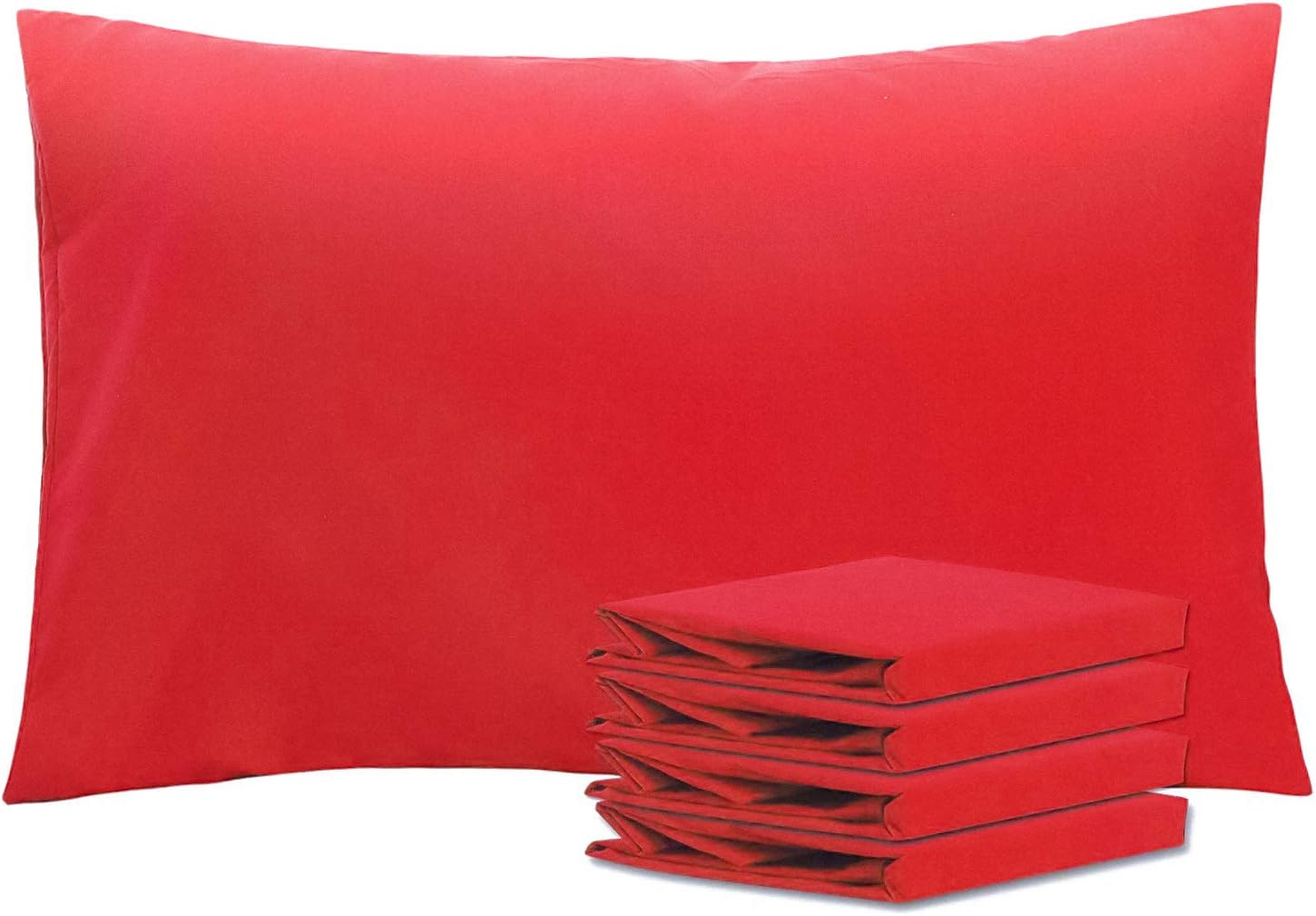 Ntbay Queen Pillowcase Set - 4 Pack Brushed Microfiber 20x30 Pillowcases - Soft, Wrinkle-Free, Fade-Resistant, Stain-Resistant, Red Pillowc…