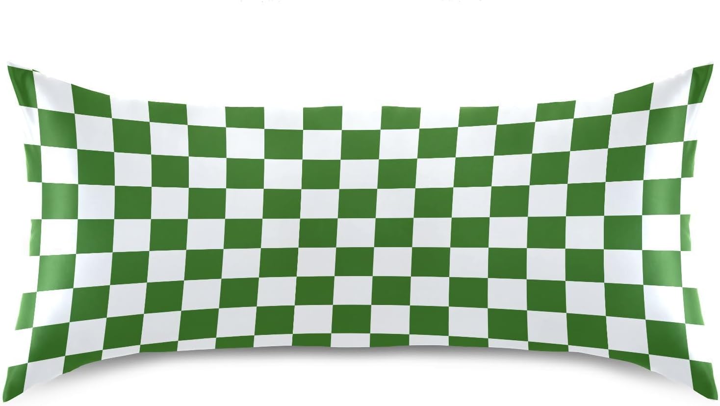 Checkerboard White Green Plaid Print Pillow Covers Silk Pillowcase for Hair and Skin with Envelope Closure Soft Satin Pillowcase King…