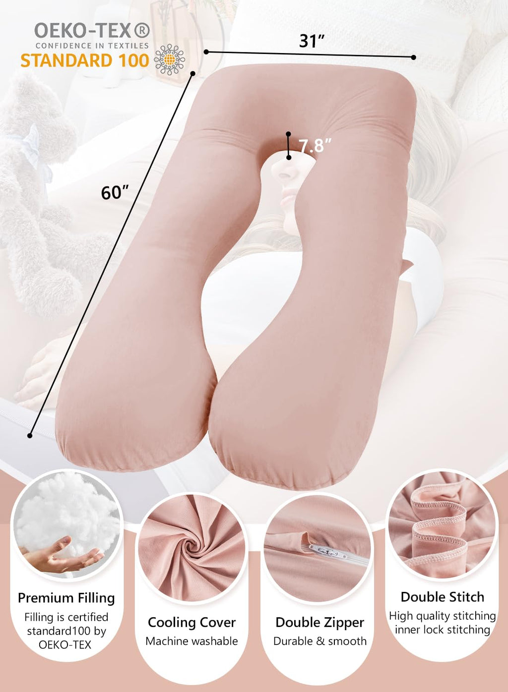 Meiz Pregnancy Pillows, Cooling Pregnancy Pillows for Sleeping, Maternity Pillow for Tall Pregnant Woman, Pregnancy Body Pillow with Coolin…