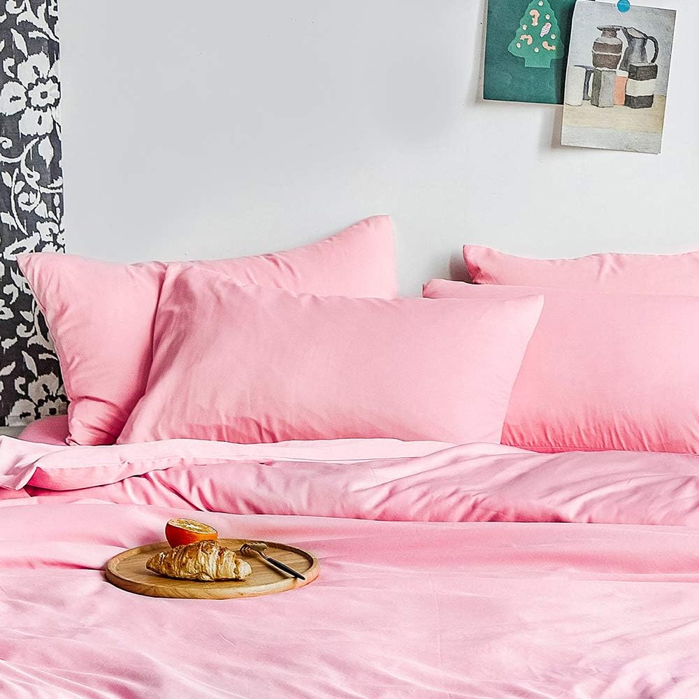 Ntbay King Pillowcase Set - 2 Pack Brushed Microfiber 20x36 Pillowcases - Soft, Wrinkle-Free, Fade-Resistant, Stain-Resistant, Pink Pillowc…